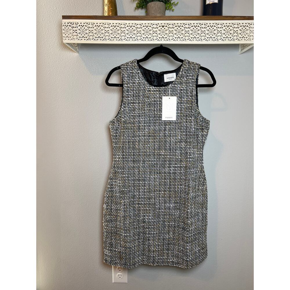 ANDREE BY UNIT Knit Lined Sleeveless Sheath Dress Size Large